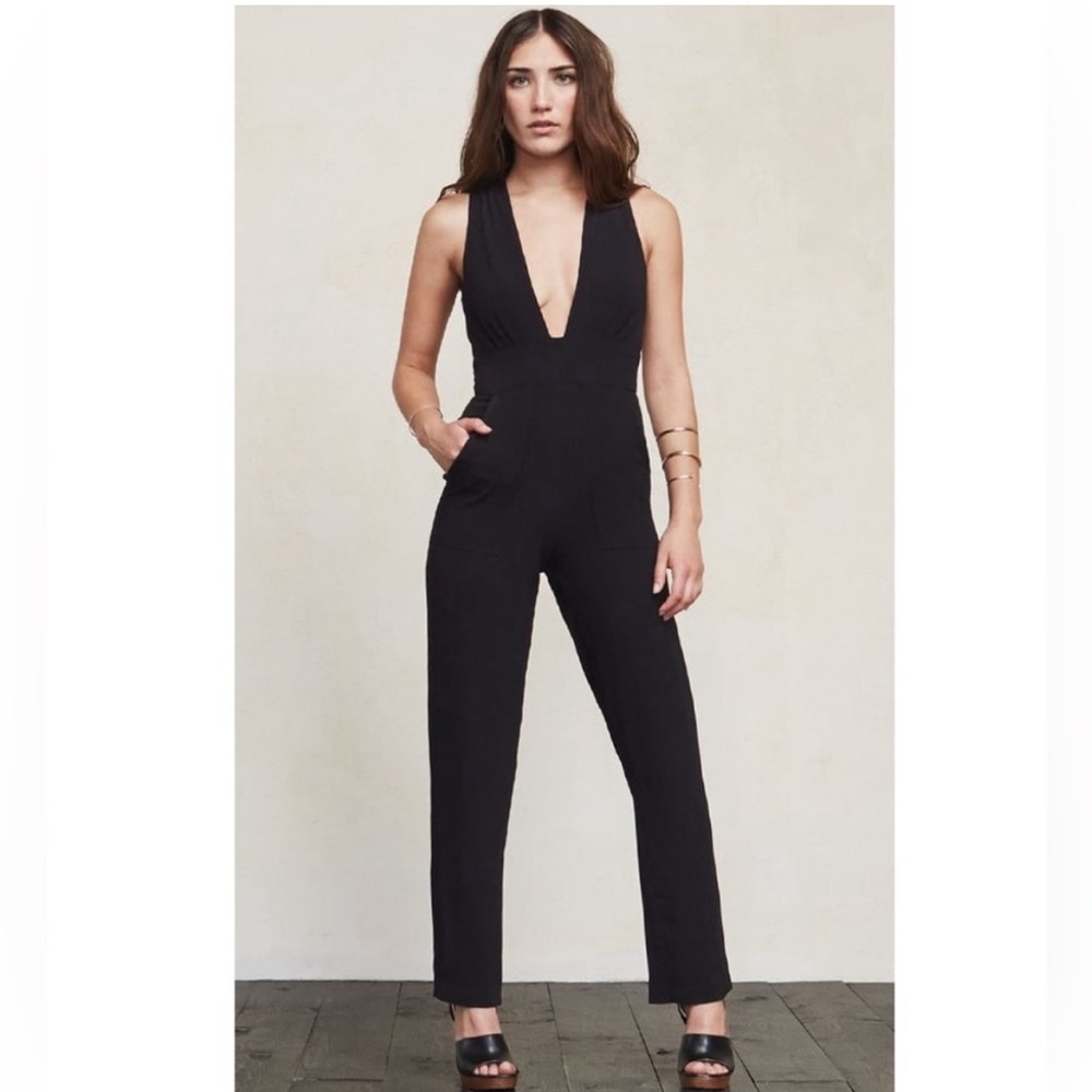 Reformation Cecile Petite Plunge Neck Jumpsuit